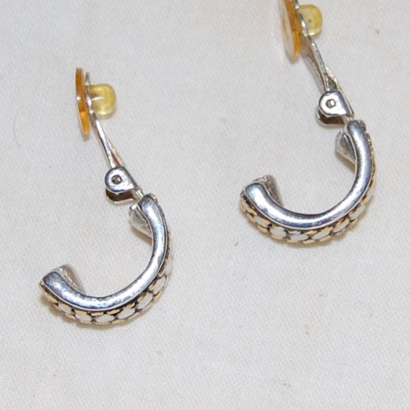 Small SiIver/Gold 1/2 Circle  Clip Earrings - Picture 10 of 11